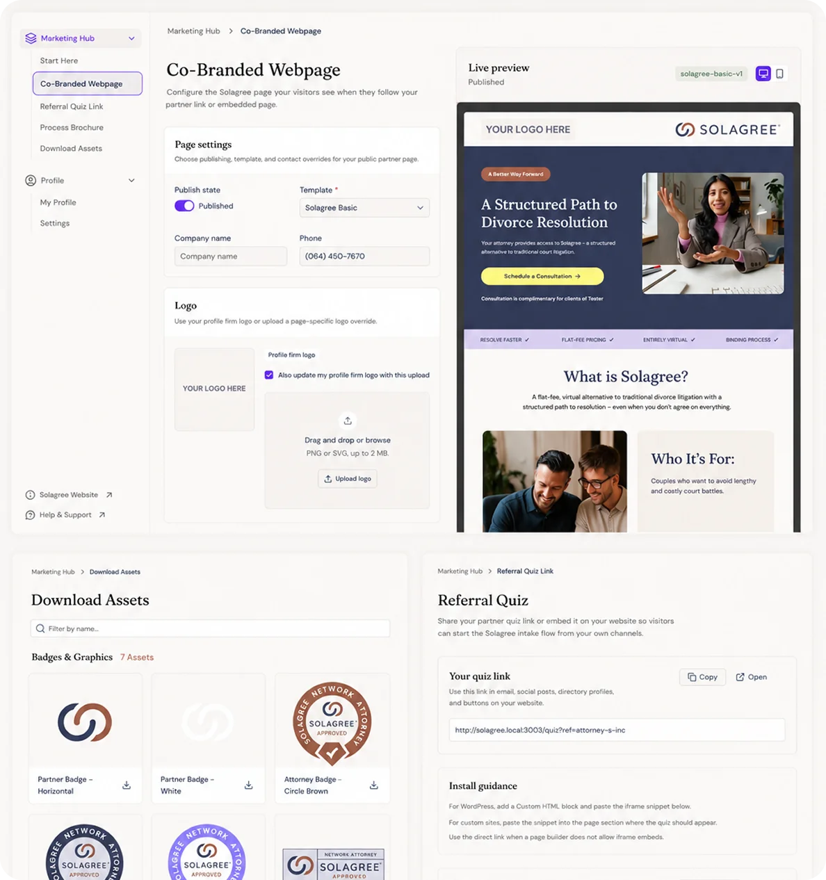 Solagree portal and marketing assets.